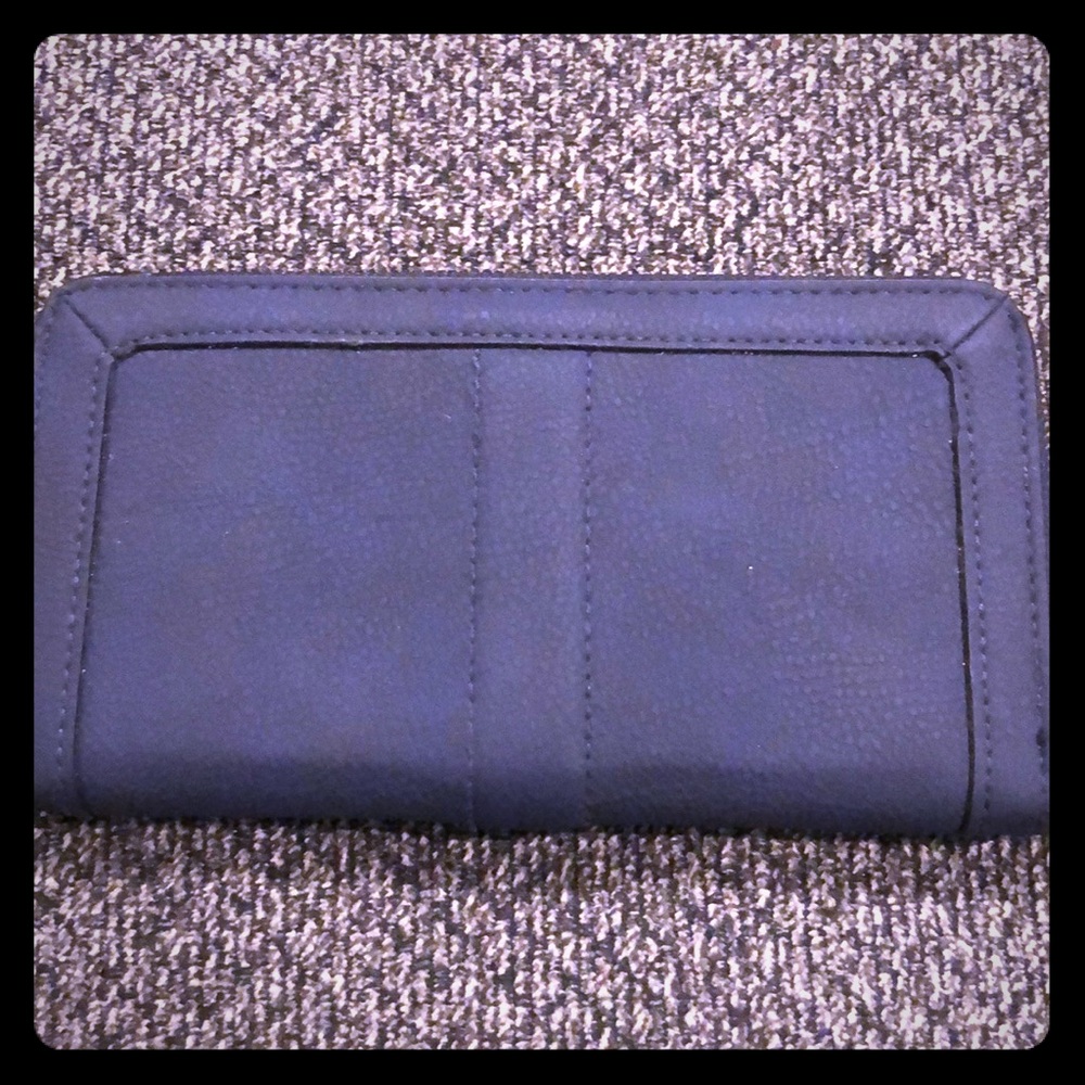 Navy matte large full zip wallet.